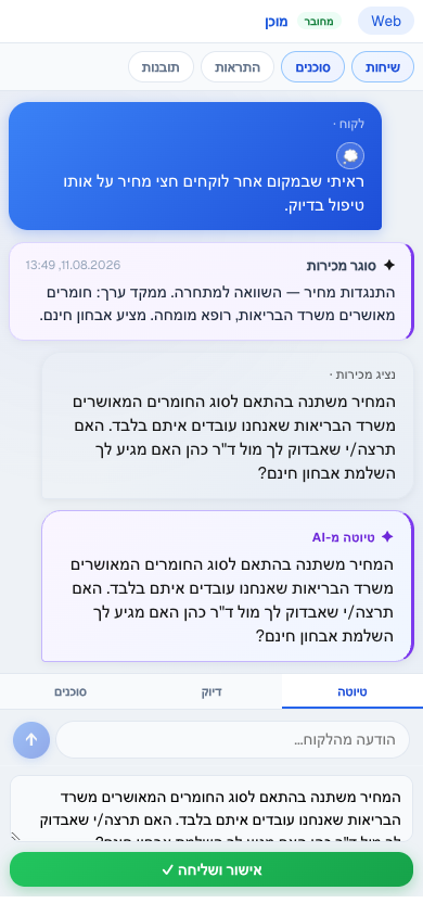 דוגמה: טיפול בהתנגדות מחיר