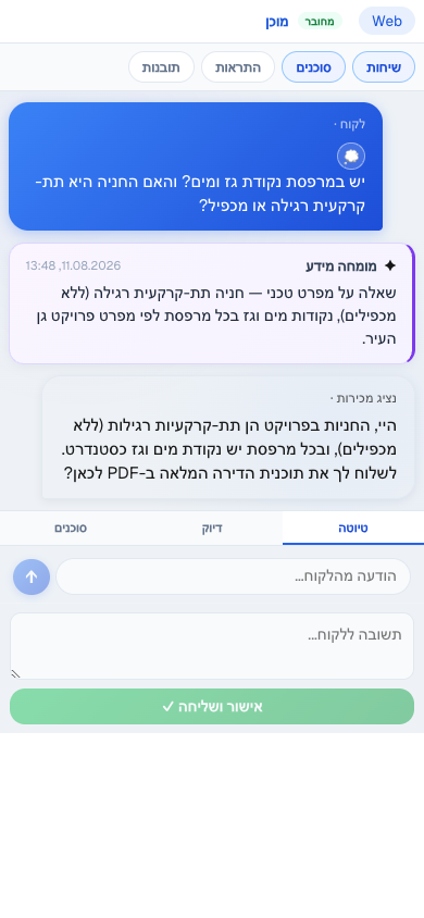 דוגמה: מידע על נכס — חניה ומפרט מרפסת